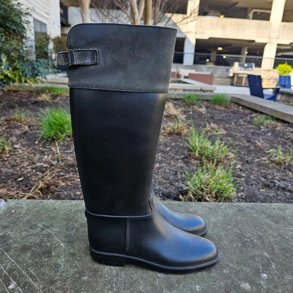 Naot Women Rain Boots 7 Black Grey Equestrian Tall‎ Riding Waterproof Minimal
